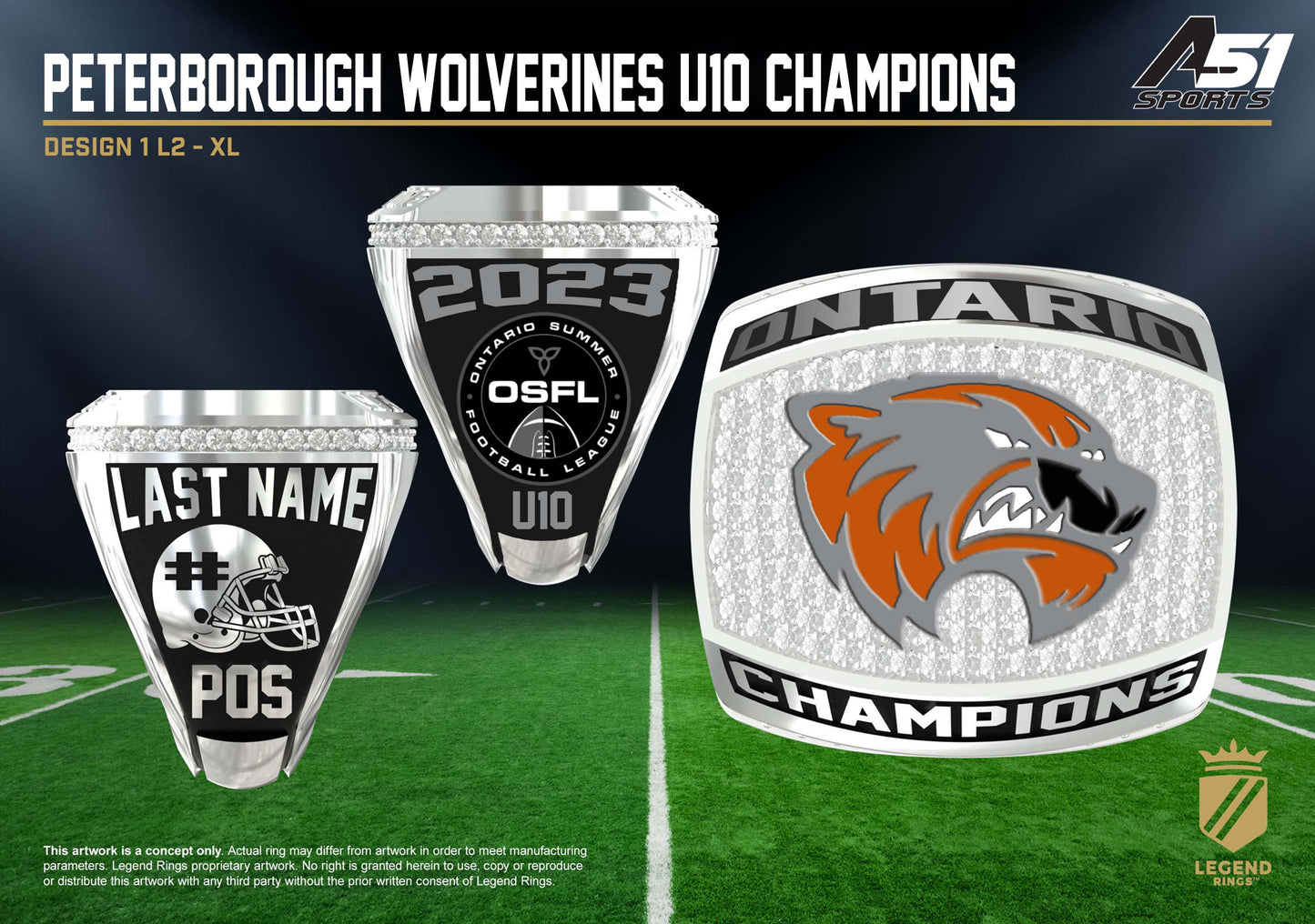 Peterborough Wolverines 2023 OSFL Championship Ring Reservation - ORDER UNTIL Sept. 1